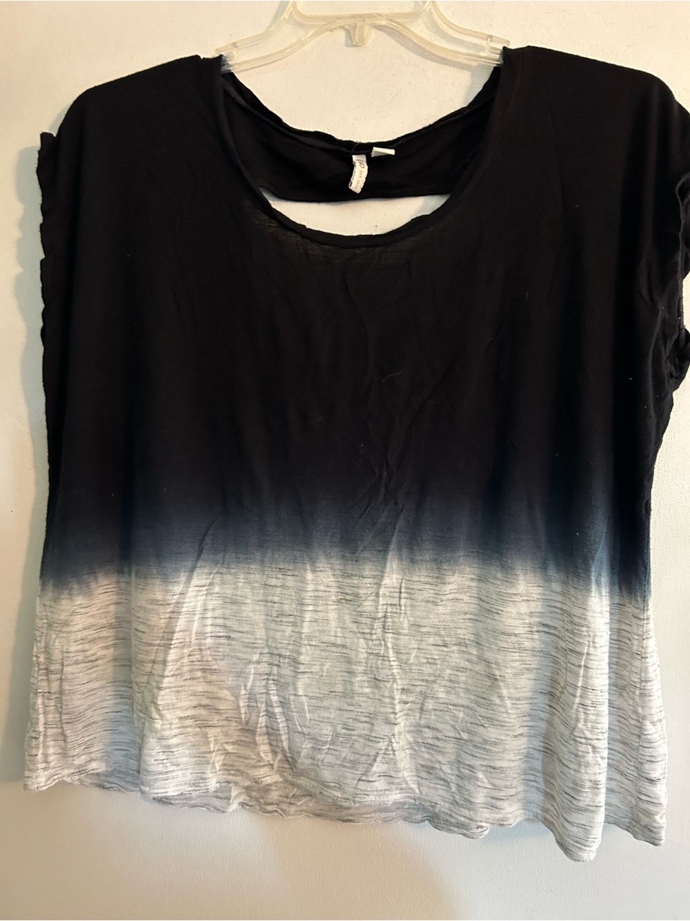 Cato Black to White Ombre Scoop Neck Short Sleeve Top